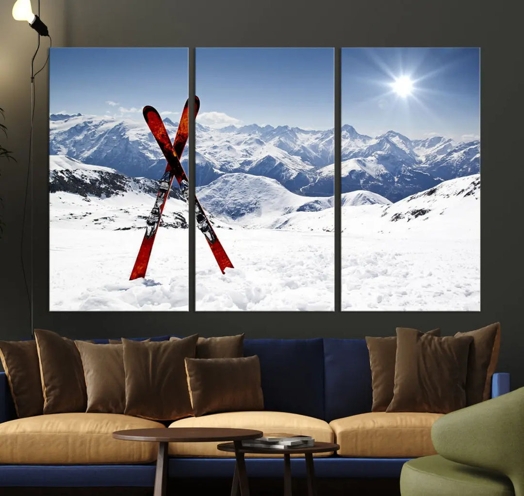 Large Ski Canvas Wall Art Print Skiing Sports Wall Art Framed