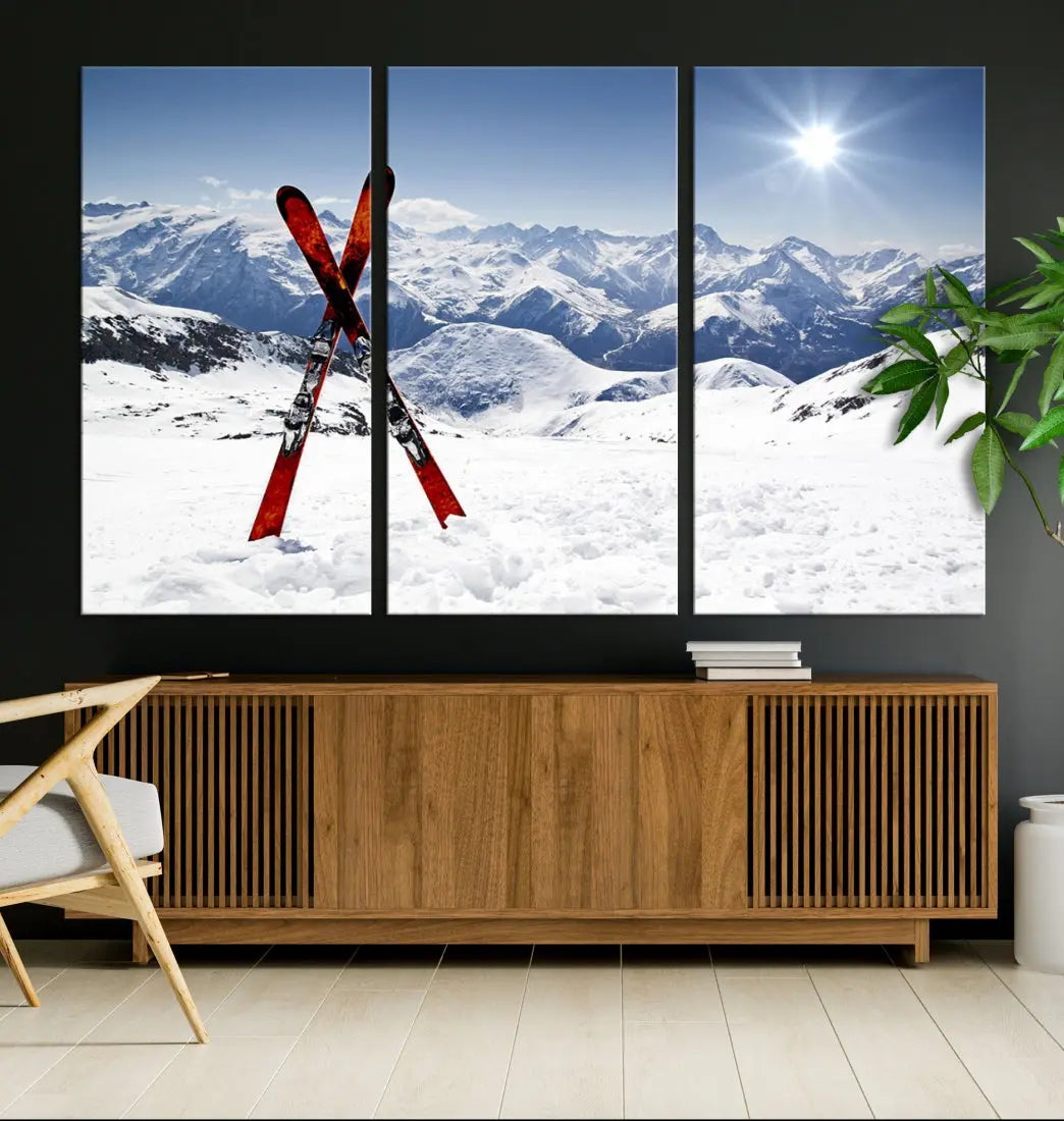 Large Ski Canvas Wall Art Print Skiing Sports Wall Art Framed