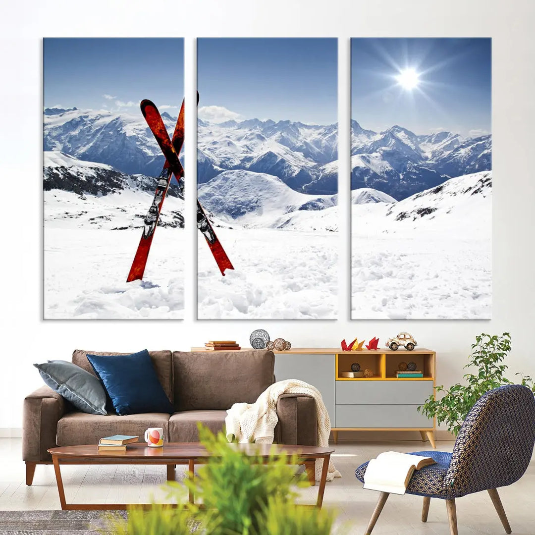 Large Ski Canvas Wall Art Print Skiing Sports Wall Art Framed