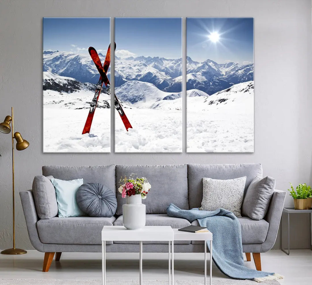 Large Ski Canvas Wall Art Print Skiing Sports Wall Art Framed