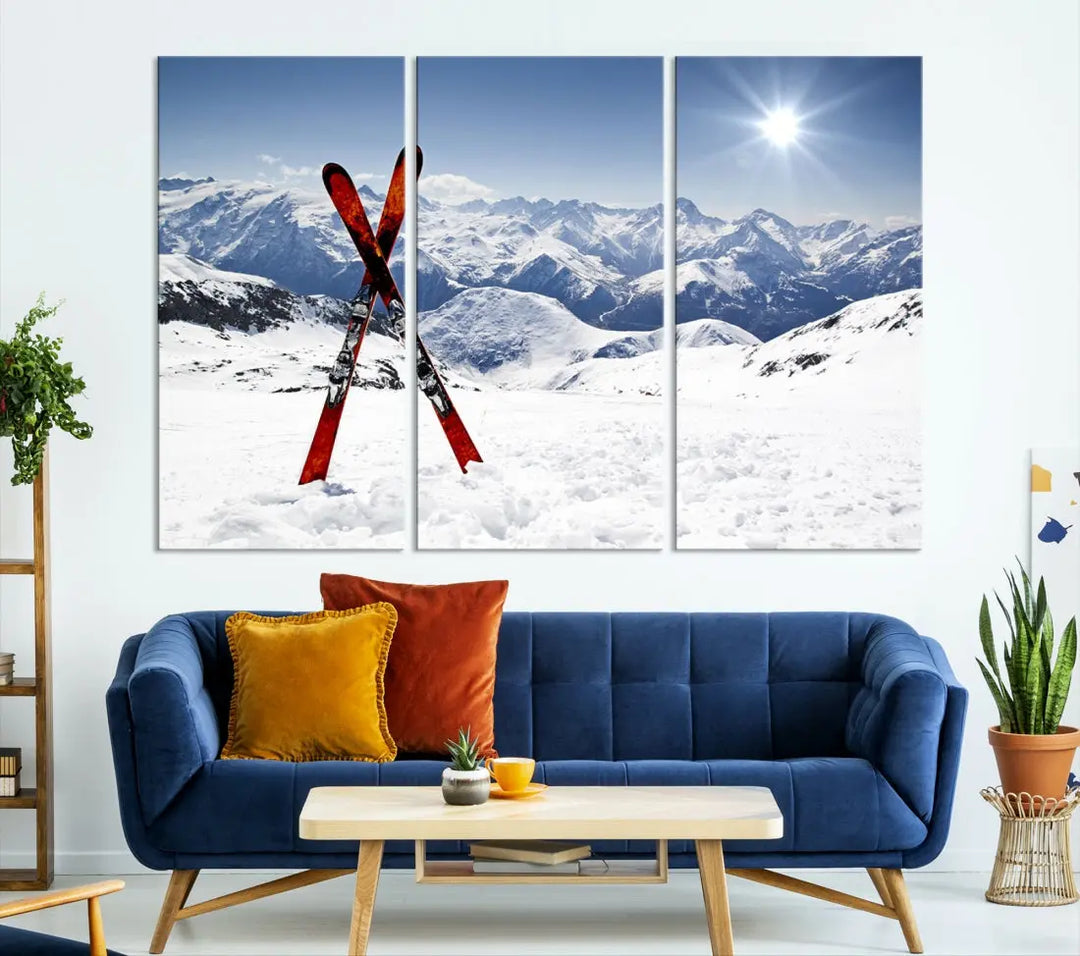 Large Ski Canvas Wall Art Print Skiing Sports Wall Art Framed