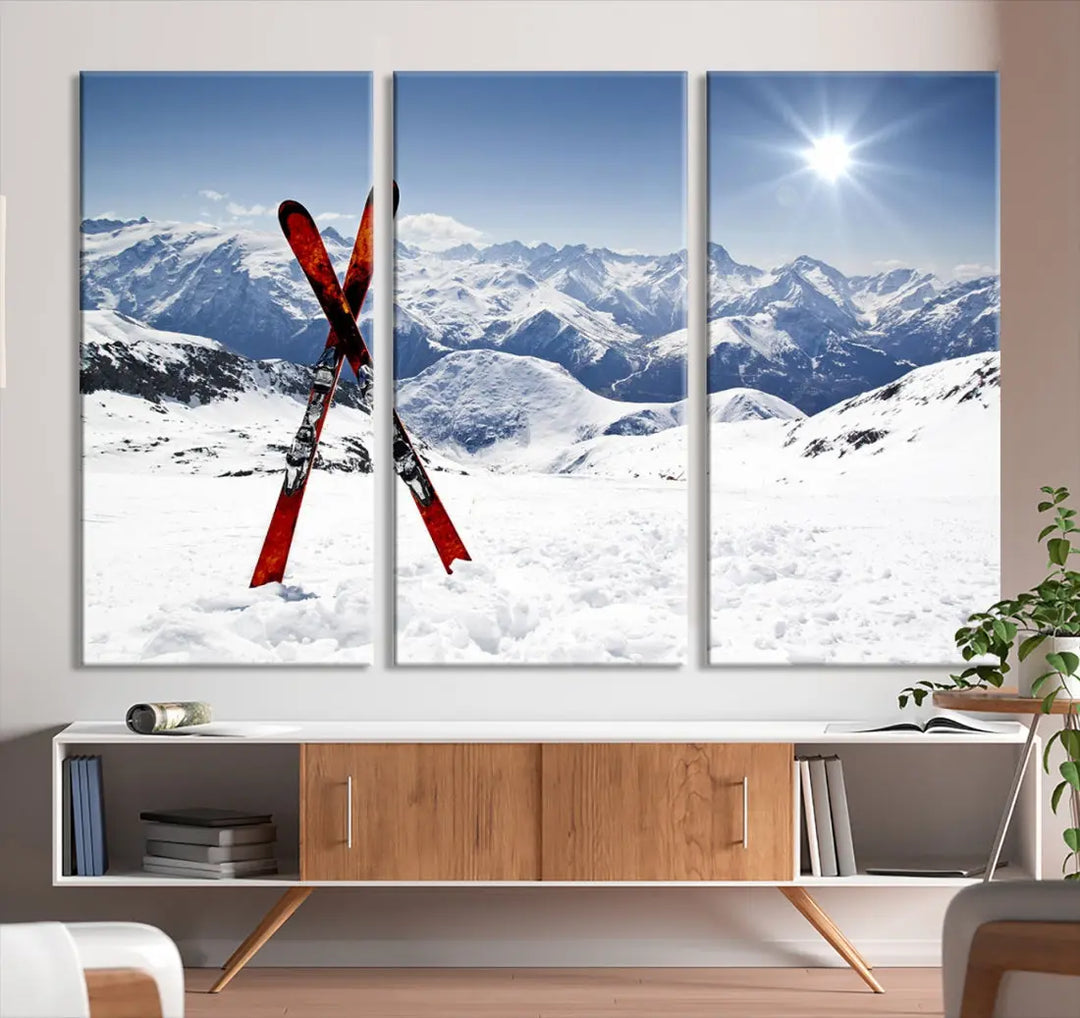 Large Ski Canvas Wall Art Print Skiing Sports Wall Art Framed