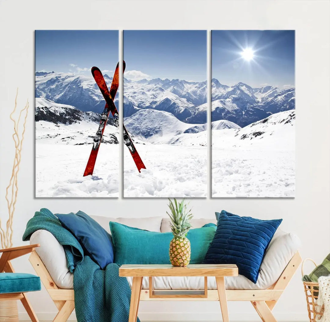 Large Ski Canvas Wall Art Print Skiing Sports Wall Art Framed