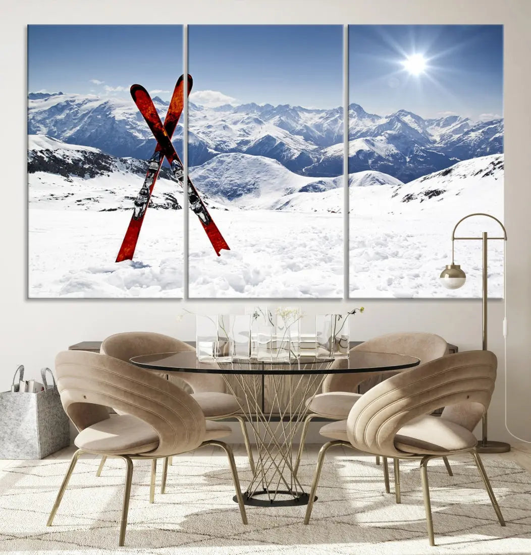 Large Ski Canvas Wall Art Print Skiing Sports Wall Art Framed