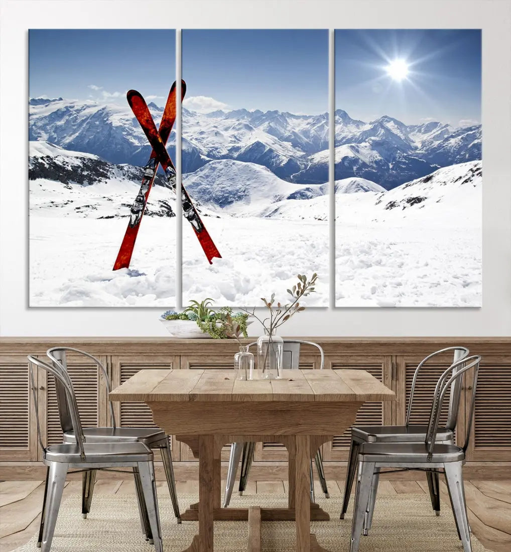 Large Ski Canvas Wall Art Print Skiing Sports Wall Art Framed