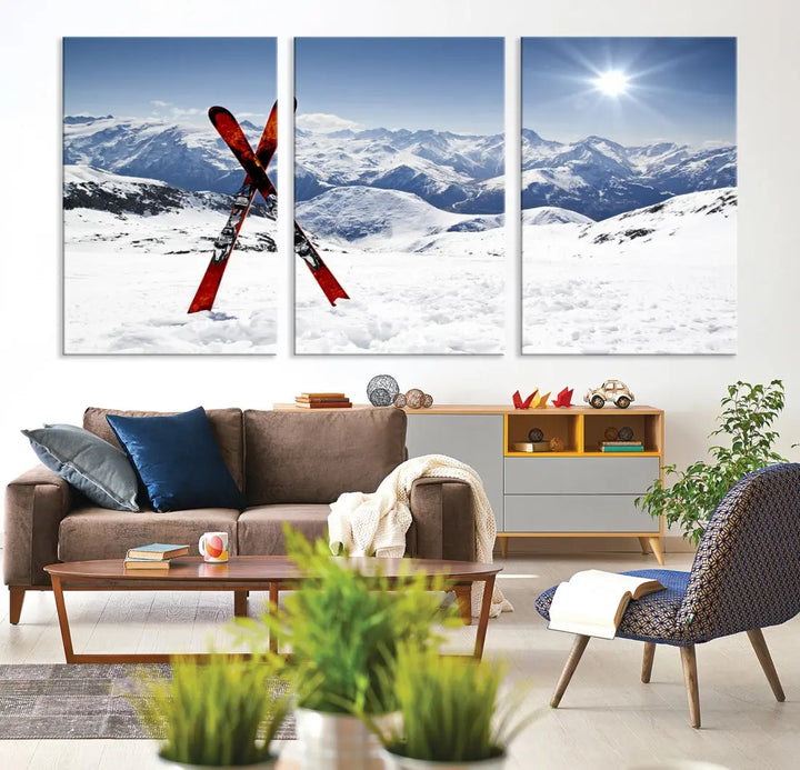 Large Ski Canvas Wall Art Print Skiing Sports Wall Art Framed