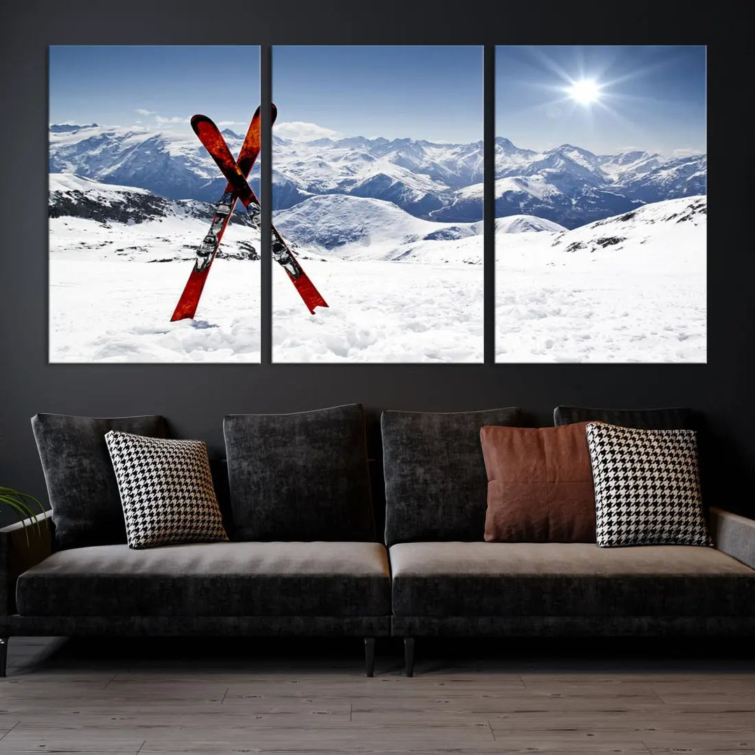 Large Ski Canvas Wall Art Print Skiing Sports Wall Art Framed