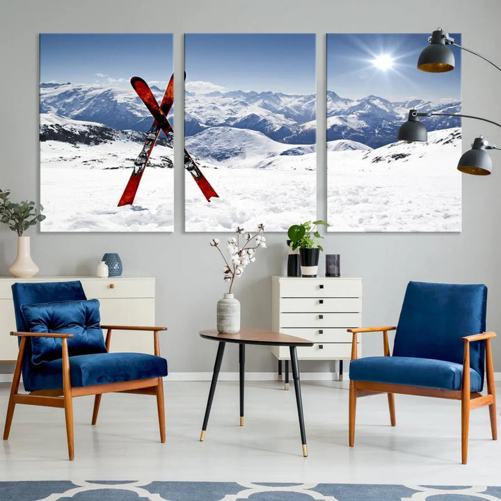 Large Ski Canvas Wall Art Print Skiing Sports Wall Art Framed