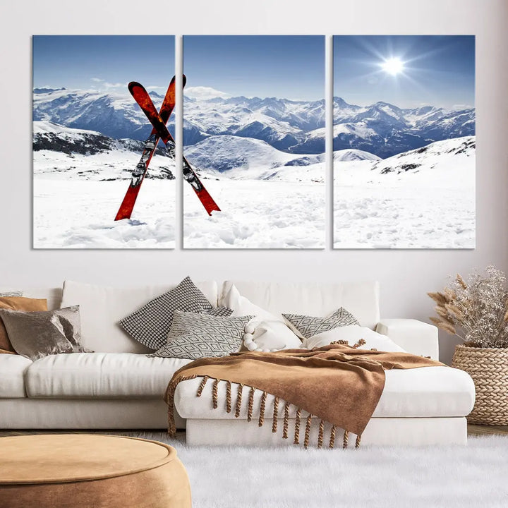 Large Ski Canvas Wall Art Print Skiing Sports Wall Art Framed