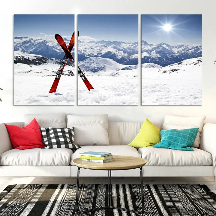 Large Ski Canvas Wall Art Print Skiing Sports Wall Art Framed