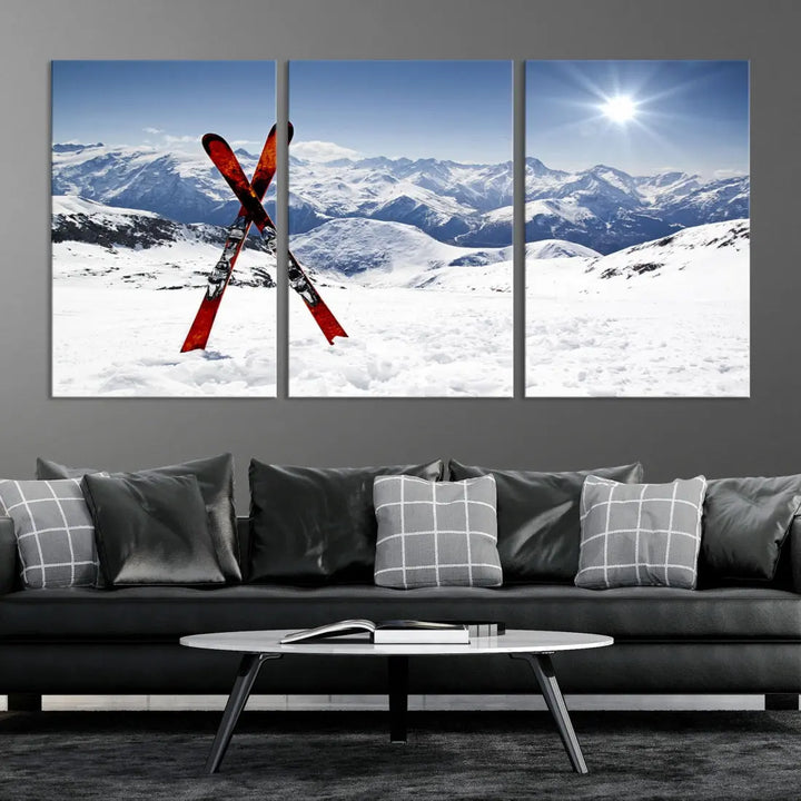 Large Ski Canvas Wall Art Print Skiing Sports Wall Art Framed