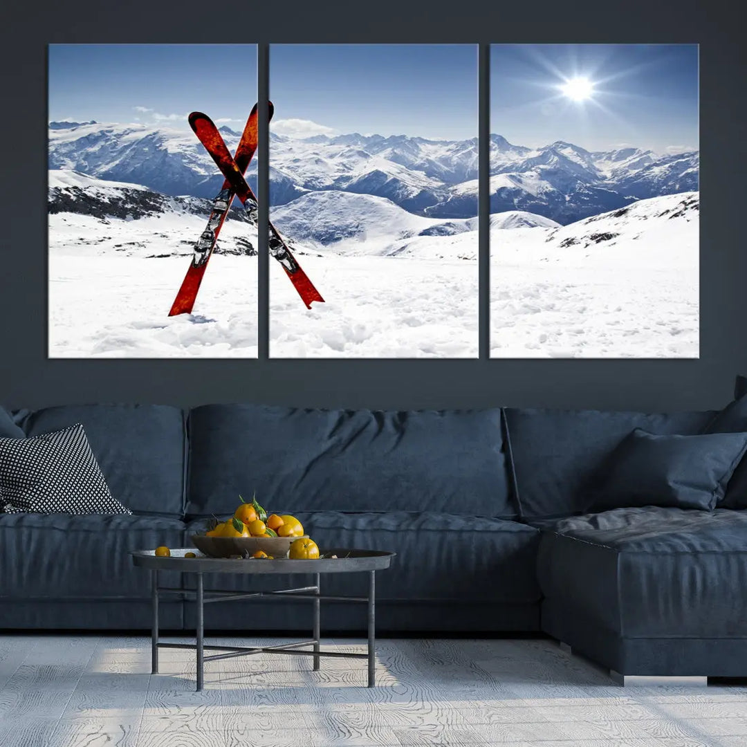 Large Ski Canvas Wall Art Print Skiing Sports Wall Art Framed