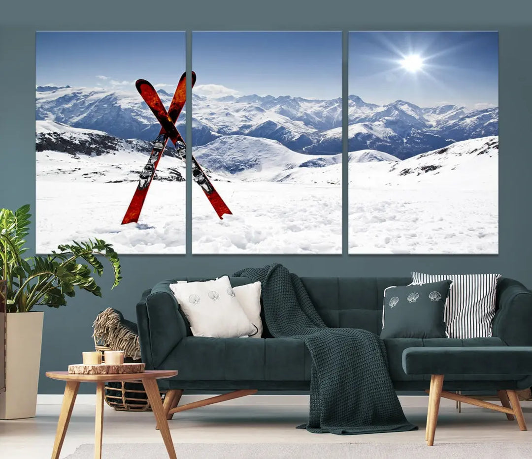 Large Ski Canvas Wall Art Print Skiing Sports Wall Art Framed