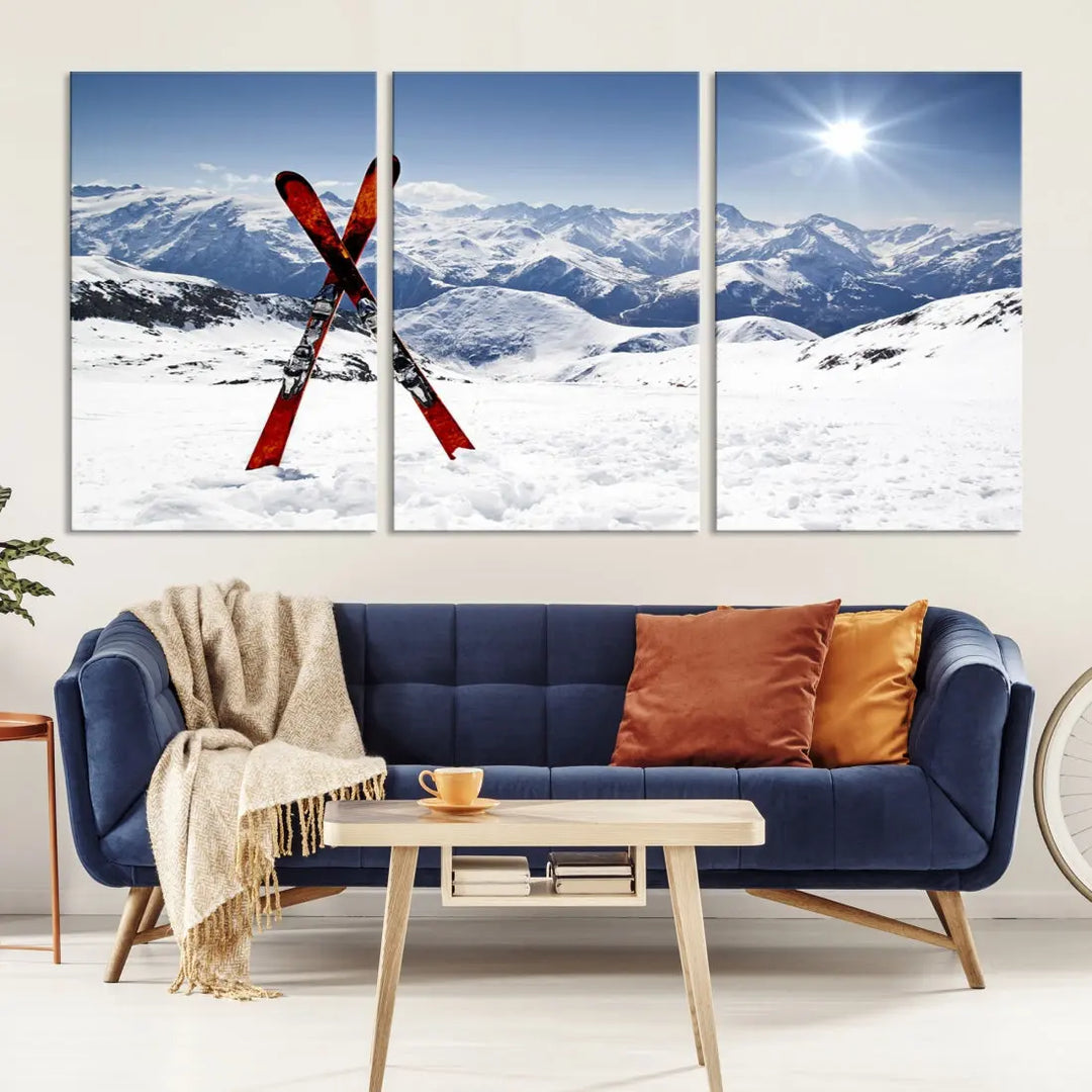 Large Ski Canvas Wall Art Print Skiing Sports Wall Art Framed