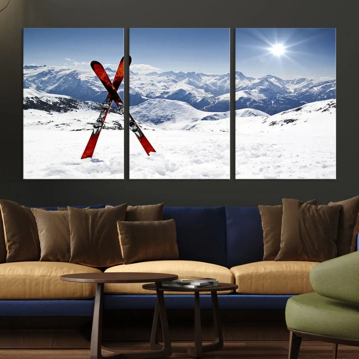 Large Ski Canvas Wall Art Print Skiing Sports Wall Art Framed