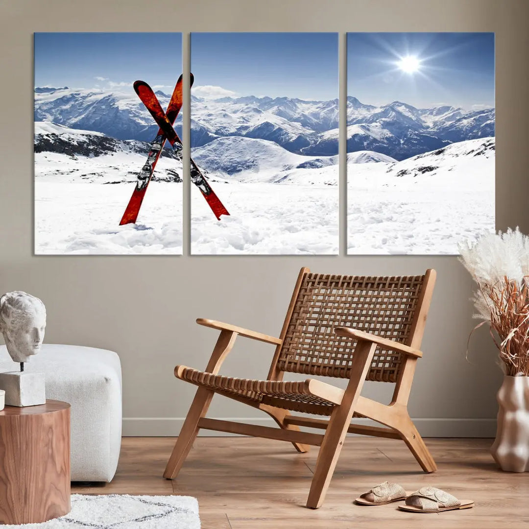 Large Ski Canvas Wall Art Print Skiing Sports Wall Art Framed