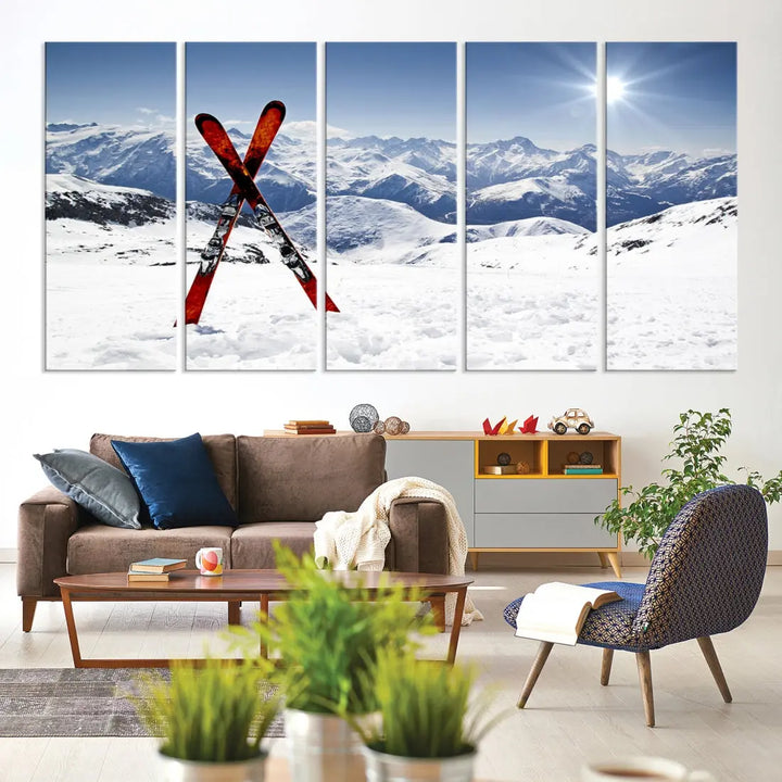 Large Ski Canvas Wall Art Print Skiing Sports Wall Art Framed