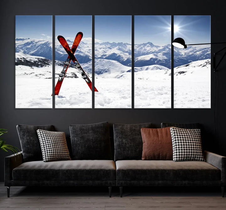 Large Ski Canvas Wall Art Print Skiing Sports Wall Art Framed