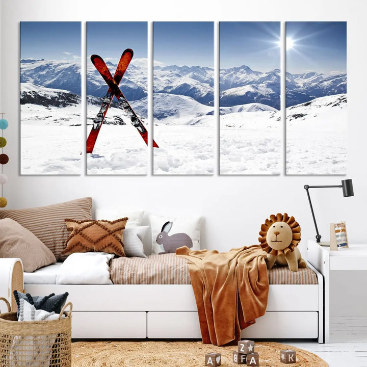 Large Ski Canvas Wall Art Print Skiing Sports Wall Art Framed