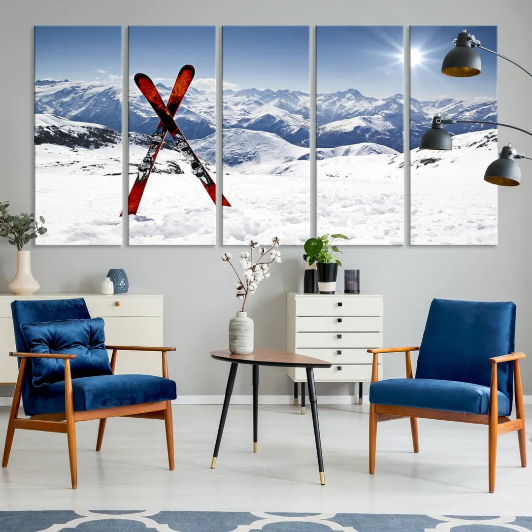 Large Ski Canvas Wall Art Print Skiing Sports Wall Art Framed