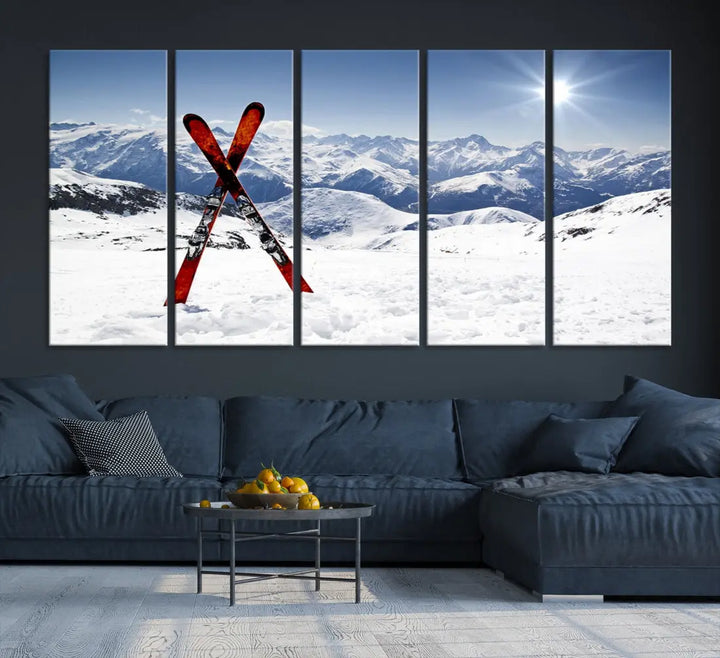 Large Ski Canvas Wall Art Print Skiing Sports Wall Art Framed