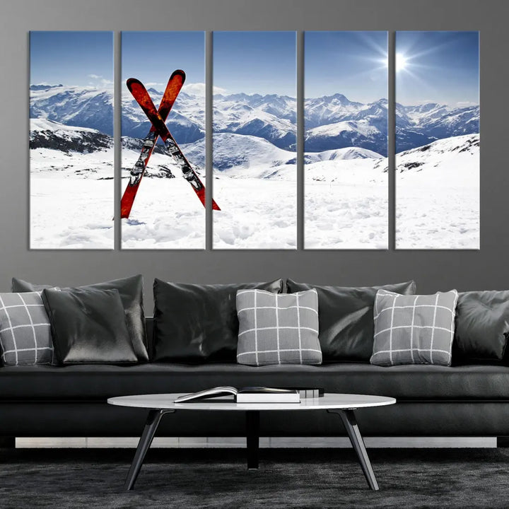 Large Ski Canvas Wall Art Print Skiing Sports Wall Art Framed