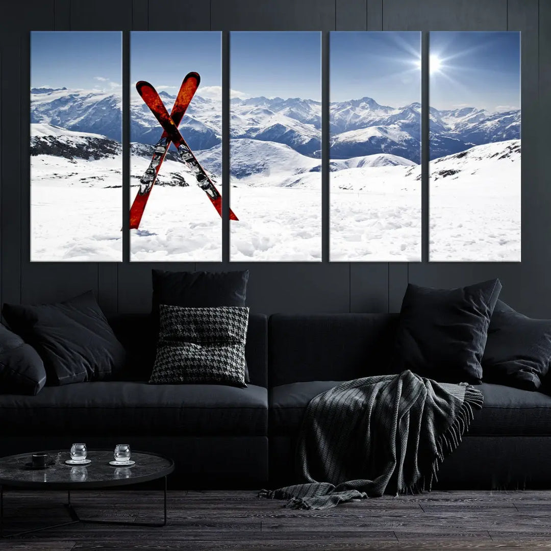 Large Ski Canvas Wall Art Print Skiing Sports Wall Art Framed