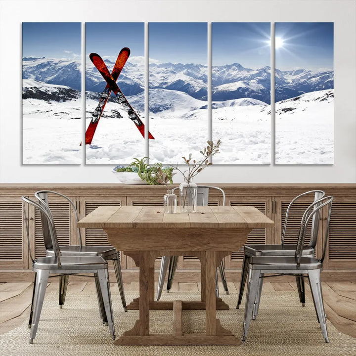 Large Ski Canvas Wall Art Print Skiing Sports Wall Art Framed