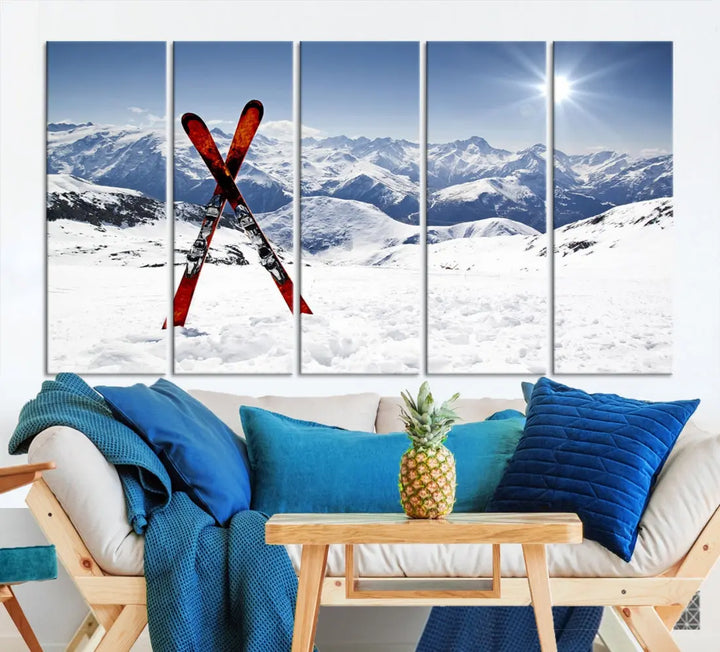 Large Ski Canvas Wall Art Print Skiing Sports Wall Art Framed