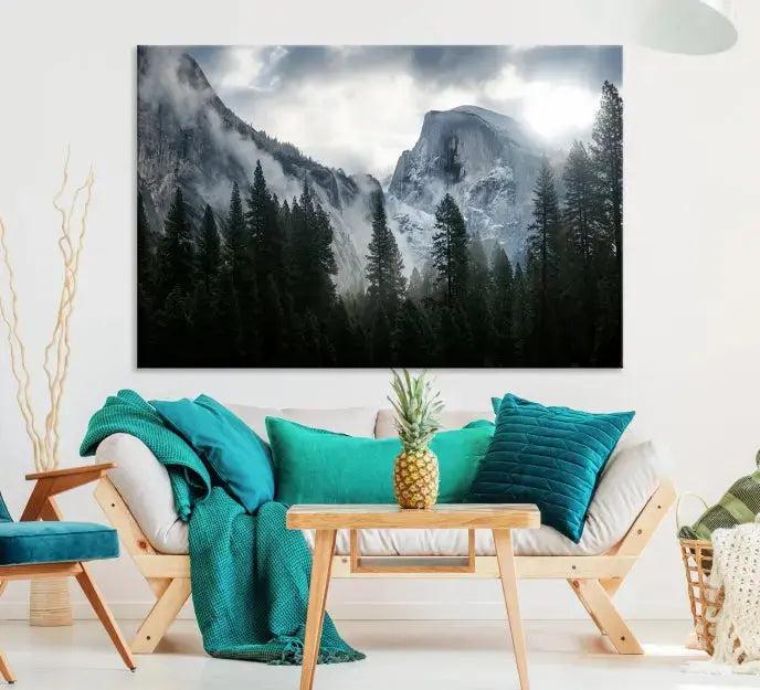 Large Wall Art Foggy Forest Landscape Canvas Print