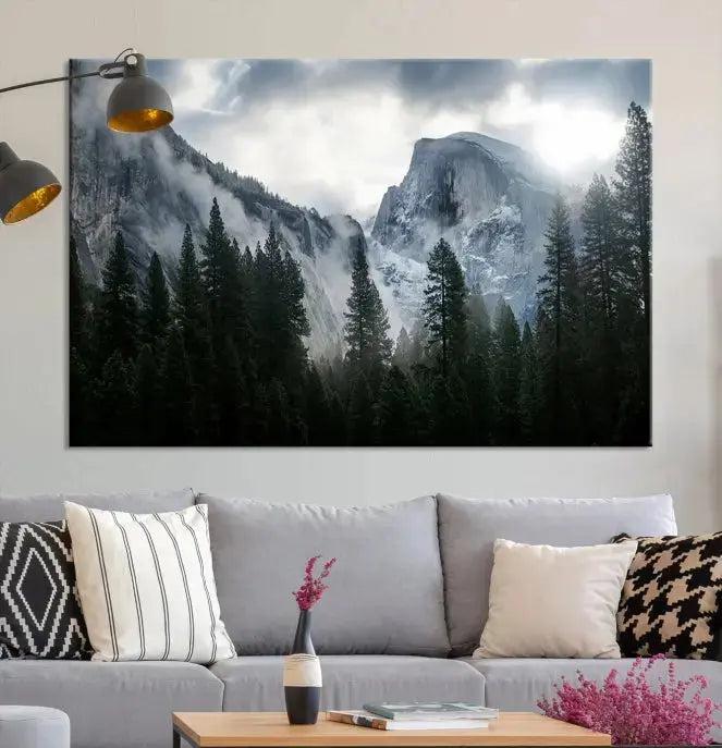 Large Wall Art Foggy Forest Landscape Canvas Print