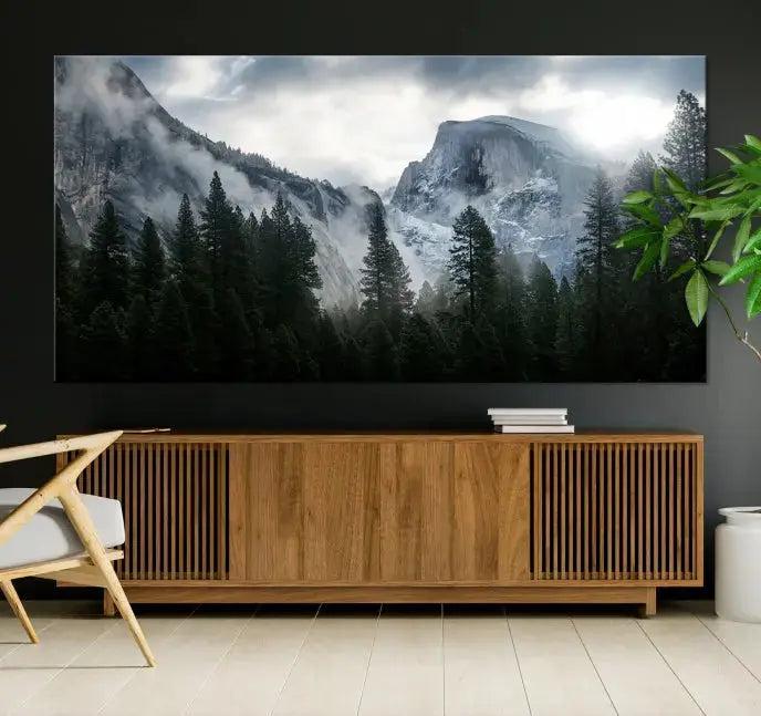 Large Wall Art Foggy Forest Landscape Canvas Print