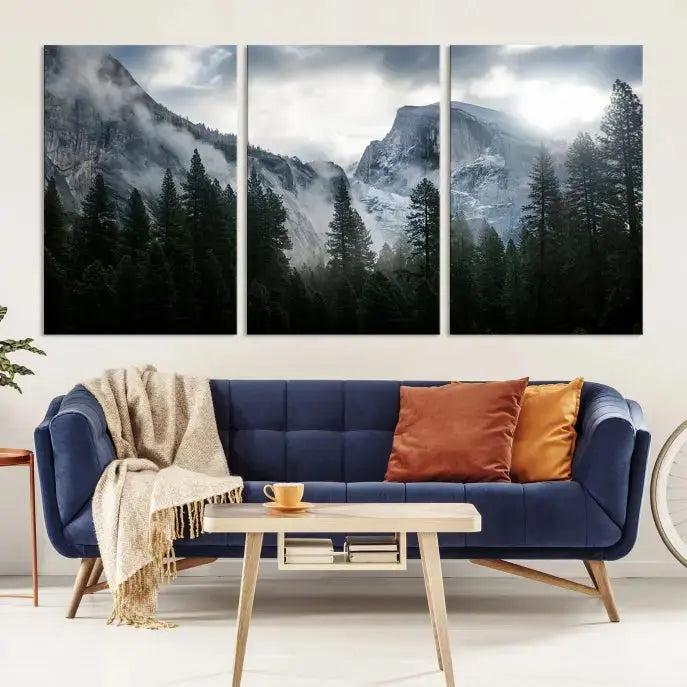 Large Wall Art Foggy Forest Landscape Canvas Print