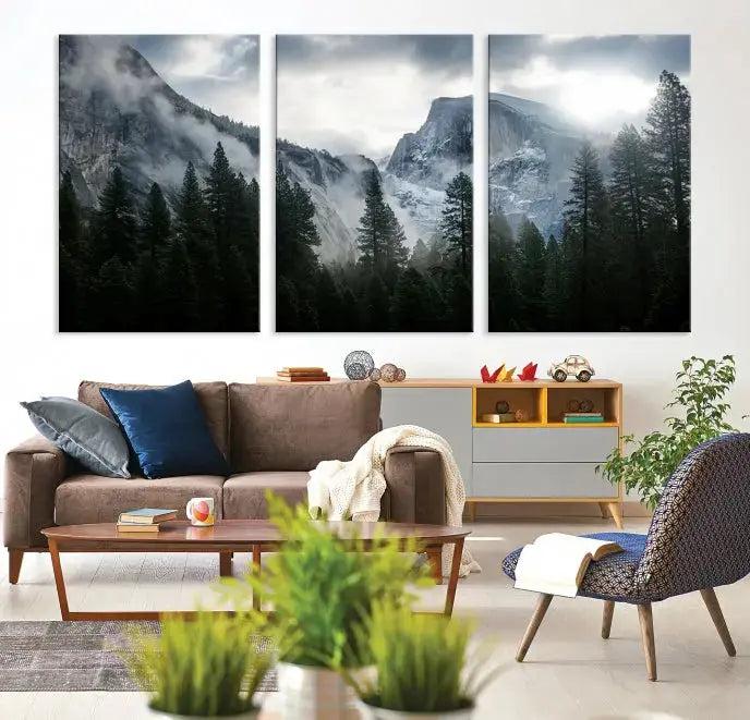 Large Wall Art Foggy Forest Landscape Canvas Print