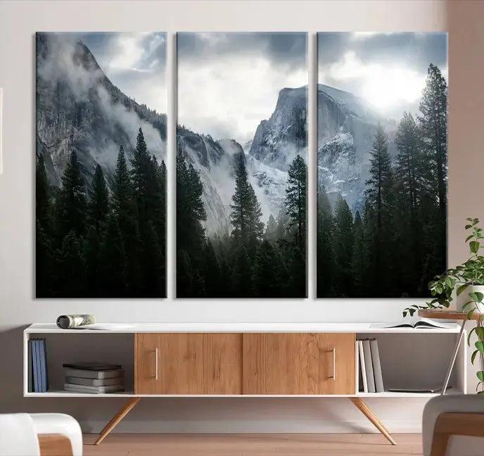 Large Wall Art Foggy Forest Landscape Canvas Print