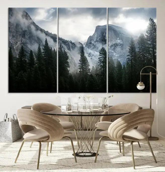 Large Wall Art Foggy Forest Landscape Canvas Print