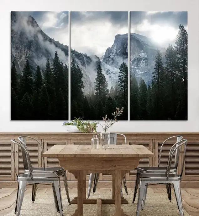 Large Wall Art Foggy Forest Landscape Canvas Print