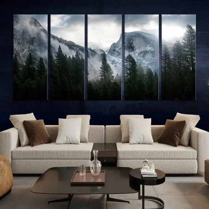 Large Wall Art Foggy Forest Landscape Canvas Print