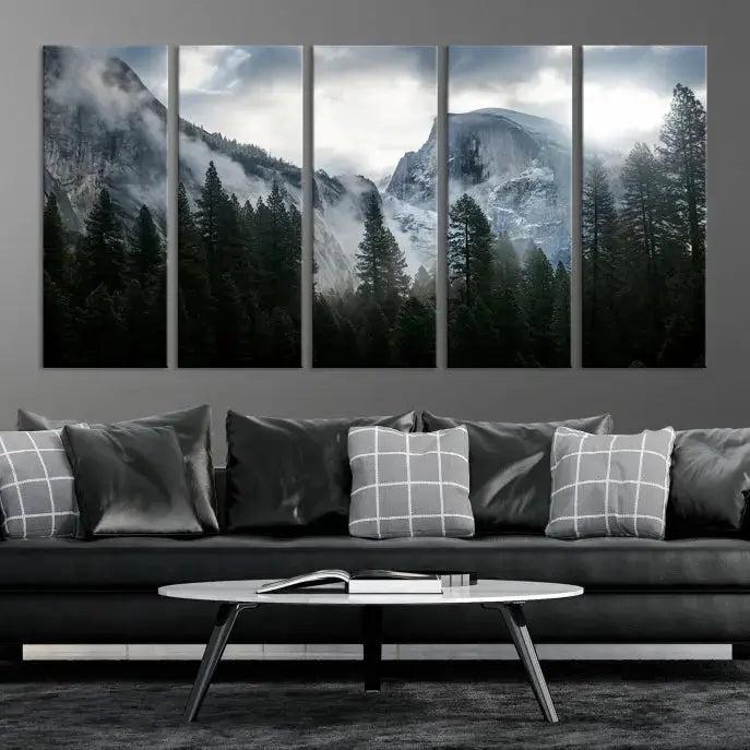 Large Wall Art Foggy Forest Landscape Canvas Print