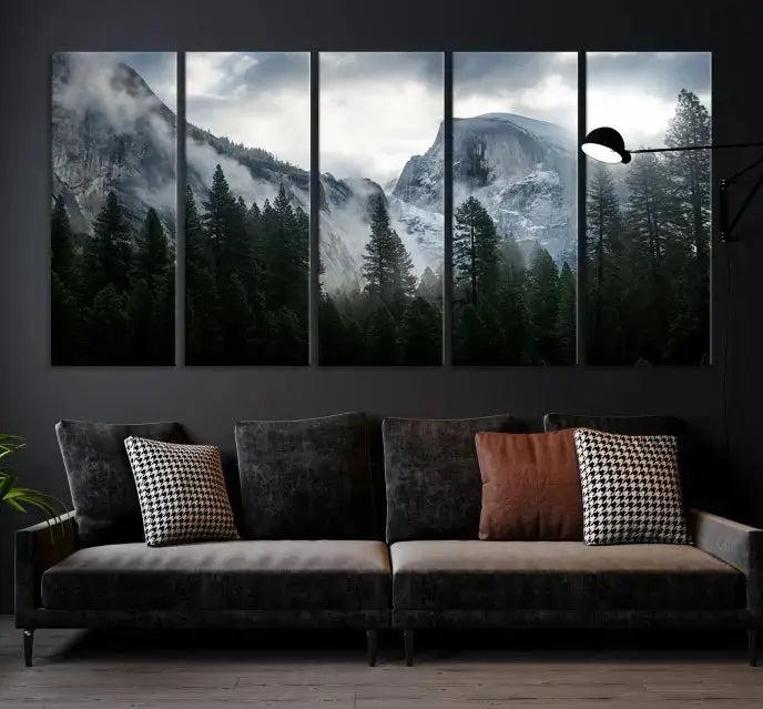 Large Wall Art Foggy Forest Landscape Canvas Print