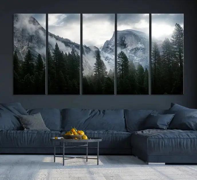 Large Wall Art Foggy Forest Landscape Canvas Print