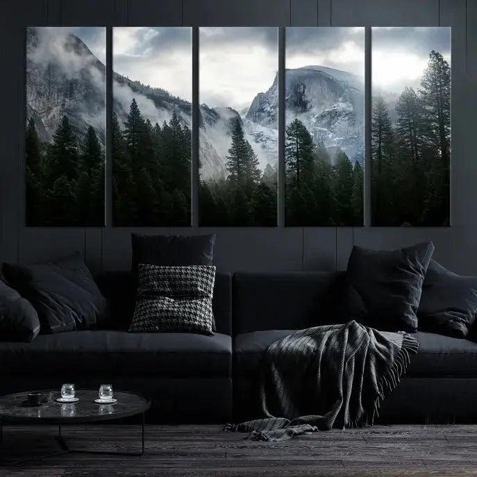 Large Wall Art Foggy Forest Landscape Canvas Print