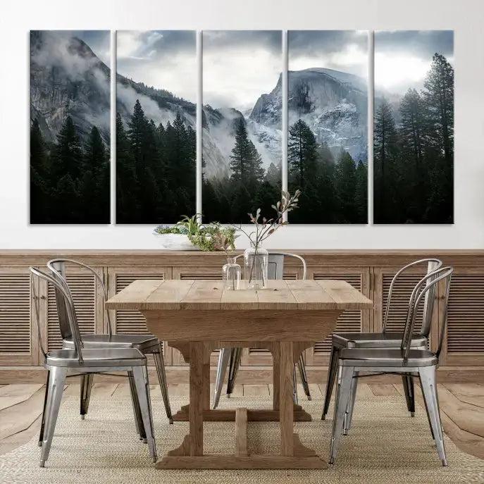 Large Wall Art Foggy Forest Landscape Canvas Print