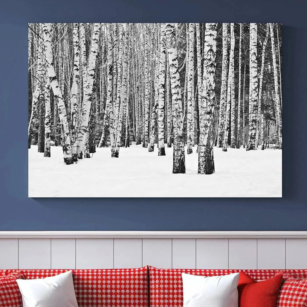 Large Wall Art Landscape Canvas PrintForest in Winter with Snowy Ground and Trees