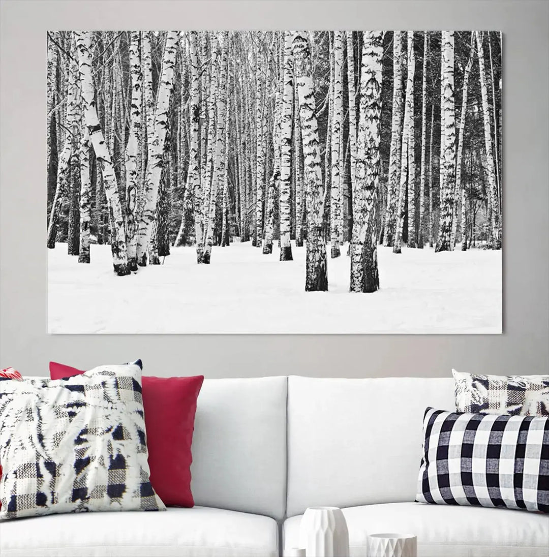 Large Wall Art Landscape Canvas PrintForest in Winter with Snowy Ground and Trees