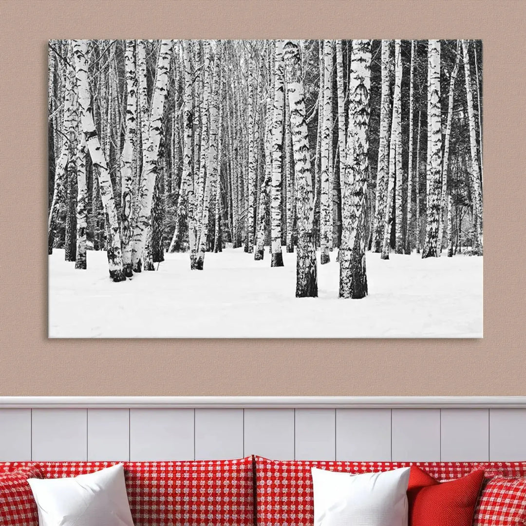 Large Wall Art Landscape Canvas PrintForest in Winter with Snowy Ground and Trees