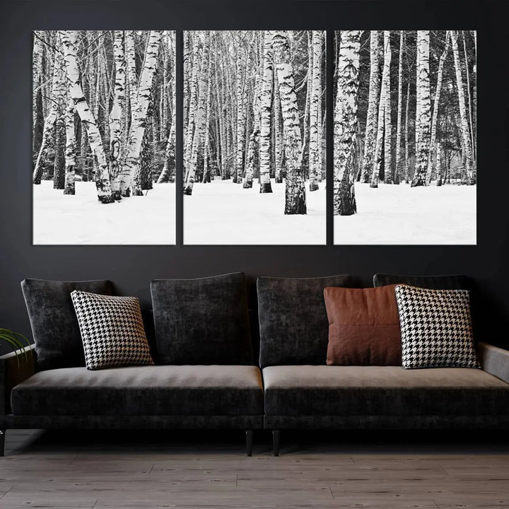 Large Wall Art Landscape Canvas PrintForest in Winter with Snowy Ground and Trees