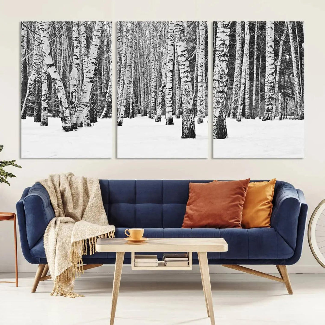 Large Wall Art Landscape Canvas PrintForest in Winter with Snowy Ground and Trees