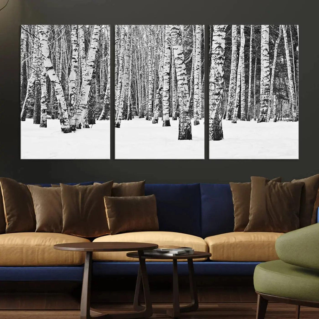 Large Wall Art Landscape Canvas PrintForest in Winter with Snowy Ground and Trees