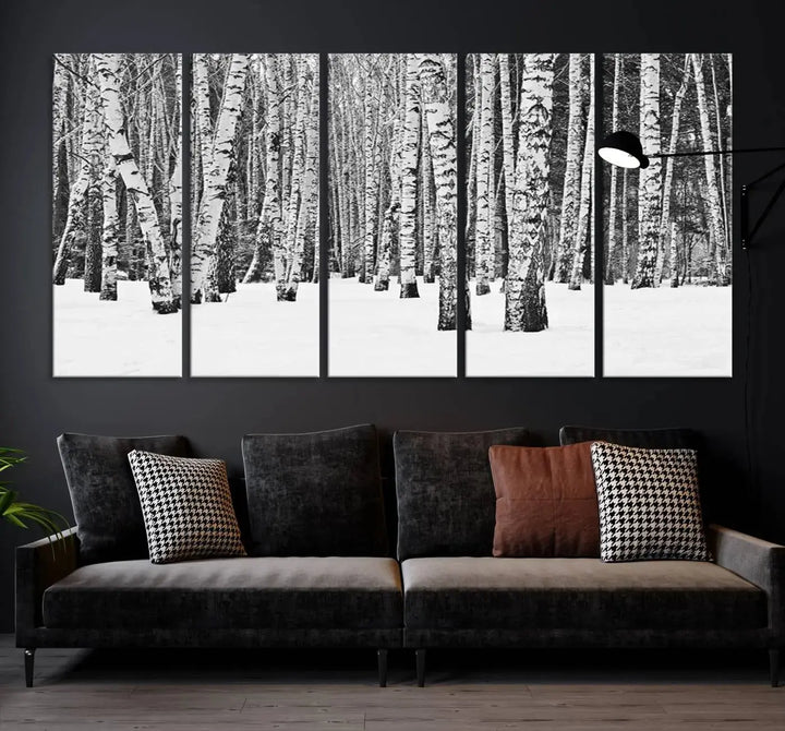 Large Wall Art Landscape Canvas PrintForest in Winter with Snowy Ground and Trees